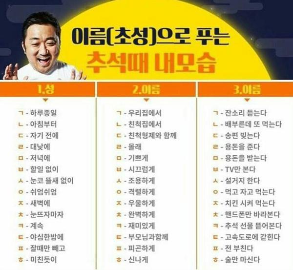 이름으로 푸는 추석때 내 모습 | 인스티즈