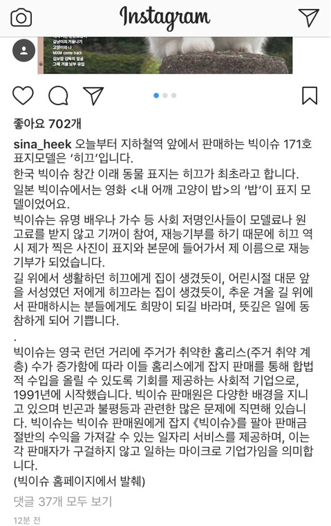 한국 빅이슈 창간 이래 최초 동물 표지 모델 | 인스티즈