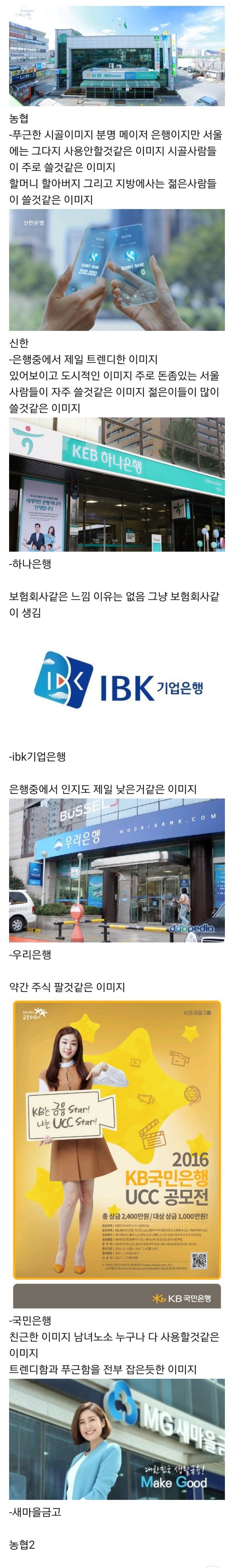 우리나라 은행 별 이미지...jpg | 인스티즈