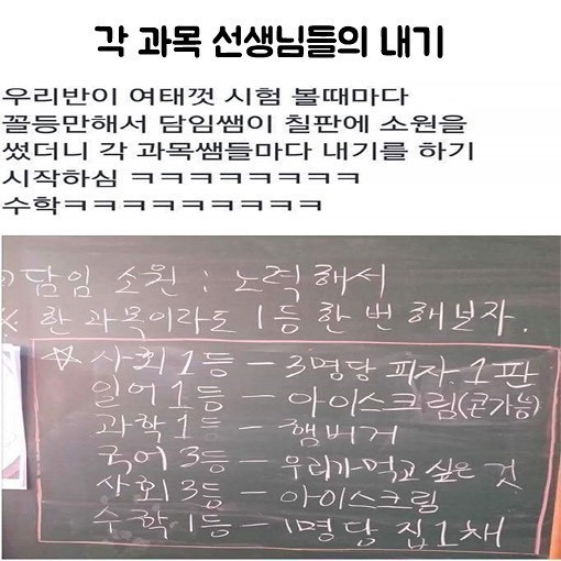 각 과목 선생님들의 흔한 내기 | 인스티즈