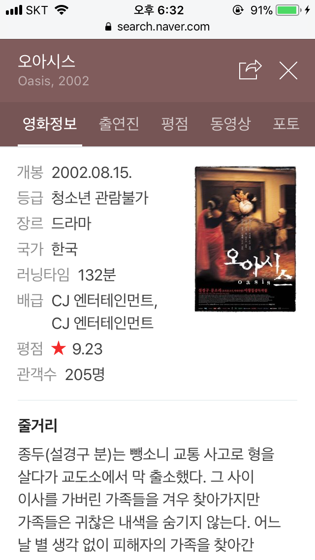 이창동 영화 ‘오아시스’ 속 장애인 성폭행장면에 대해 문소리가 쓴 글 | 인스티즈