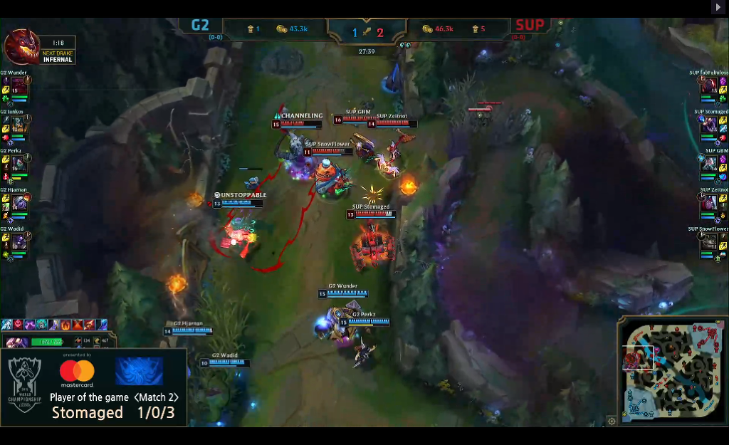 [LOL] 2018 롤드컵 플레이-인 스테이지 / 대회 이틀째 제 2경기, G2(유럽) vs SUP(터키) - 경기결과 | 인스티즈