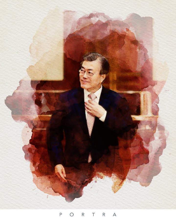 수채화로 표현한 문재인 대통령 | 인스티즈